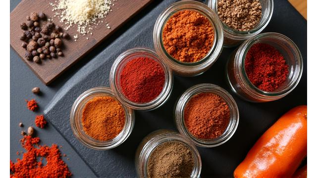Assortment of gourmet grill spices and rubs
