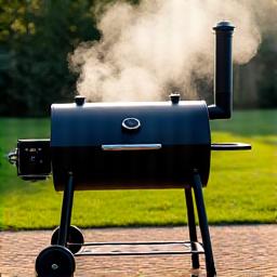 Large wood pellet smoker in action