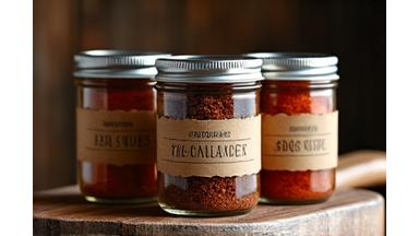 Spice rub containers on display