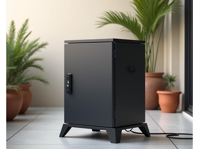 Compact electric smoker on a patio