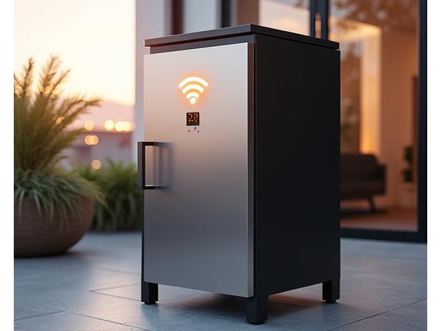 Modern pellet smoker with digital control panel