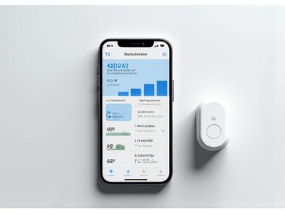 A smartphone displaying a Bluetooth thermometer app, showing temperature graphs and alerts, next to a small Bluetooth thermometer device.